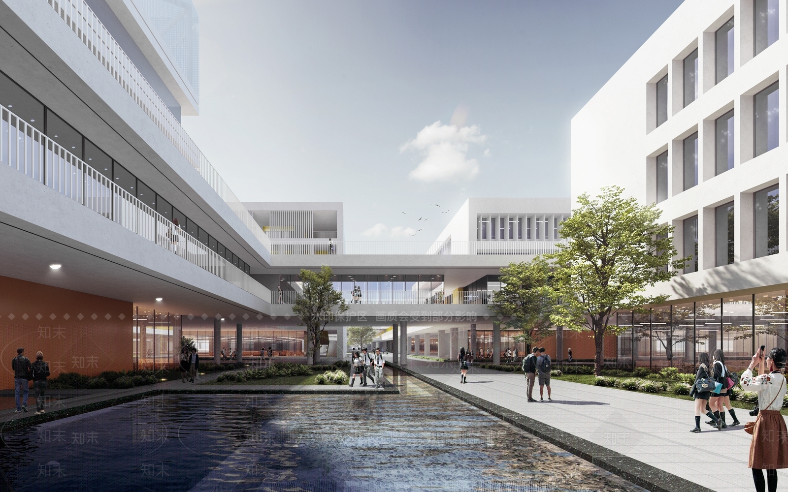 现代新中式学校建筑SU模型下载【ID:1186983699】