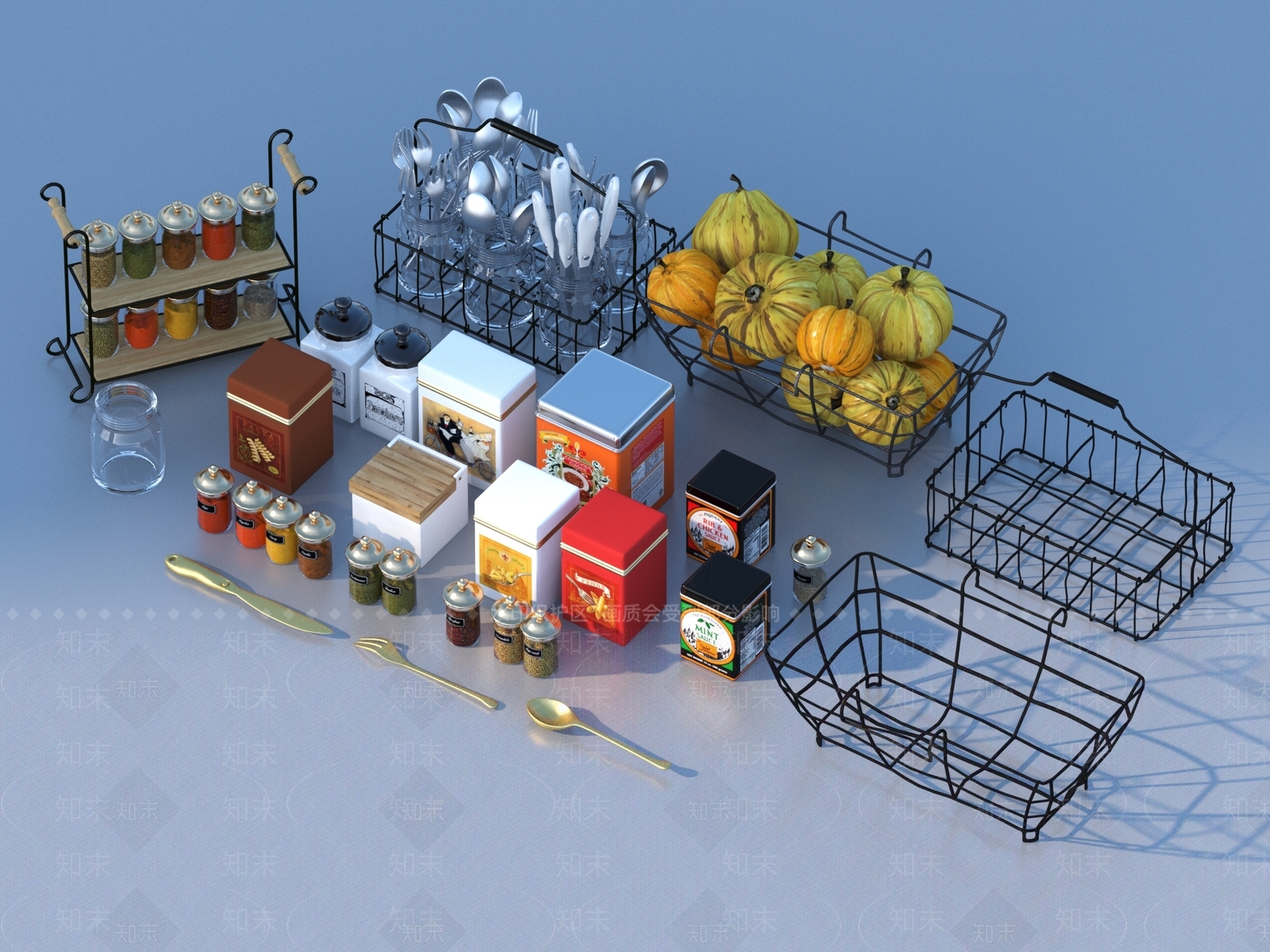 厨房用品3D模型下载【ID:1186983715】