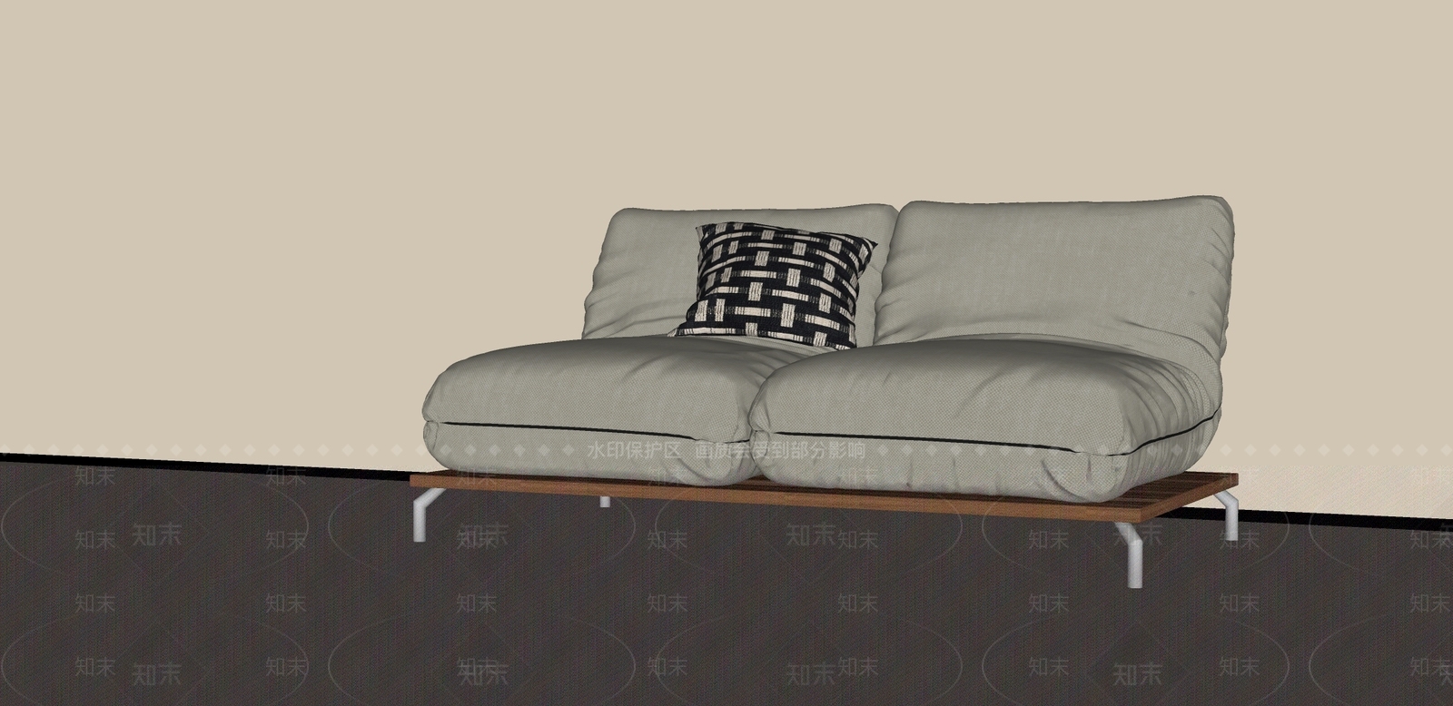 中古侘寂双人沙发SU模型下载【ID:1186984975】