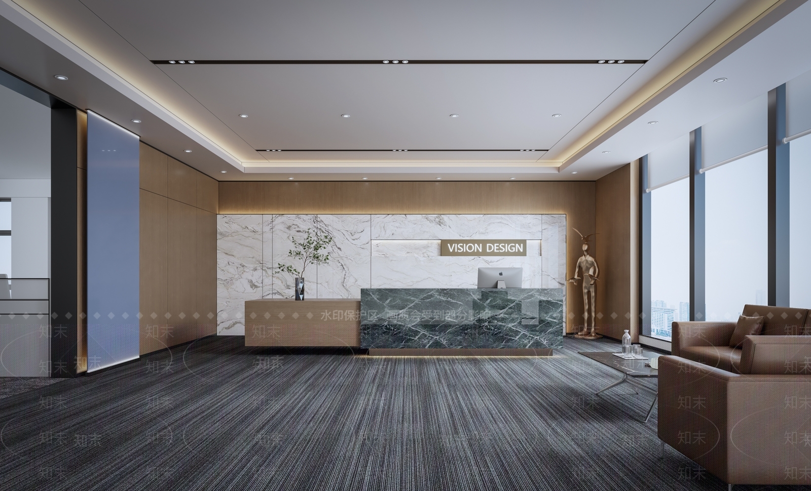 现代办公大堂SU模型下载【ID:1186989968】
