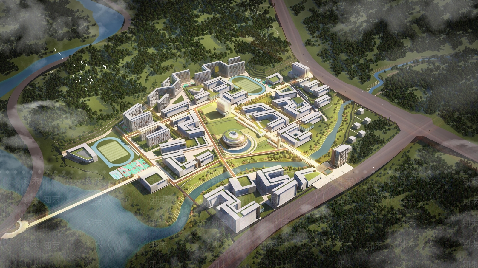 现代简约学校建筑SU模型下载【ID:1186995570】