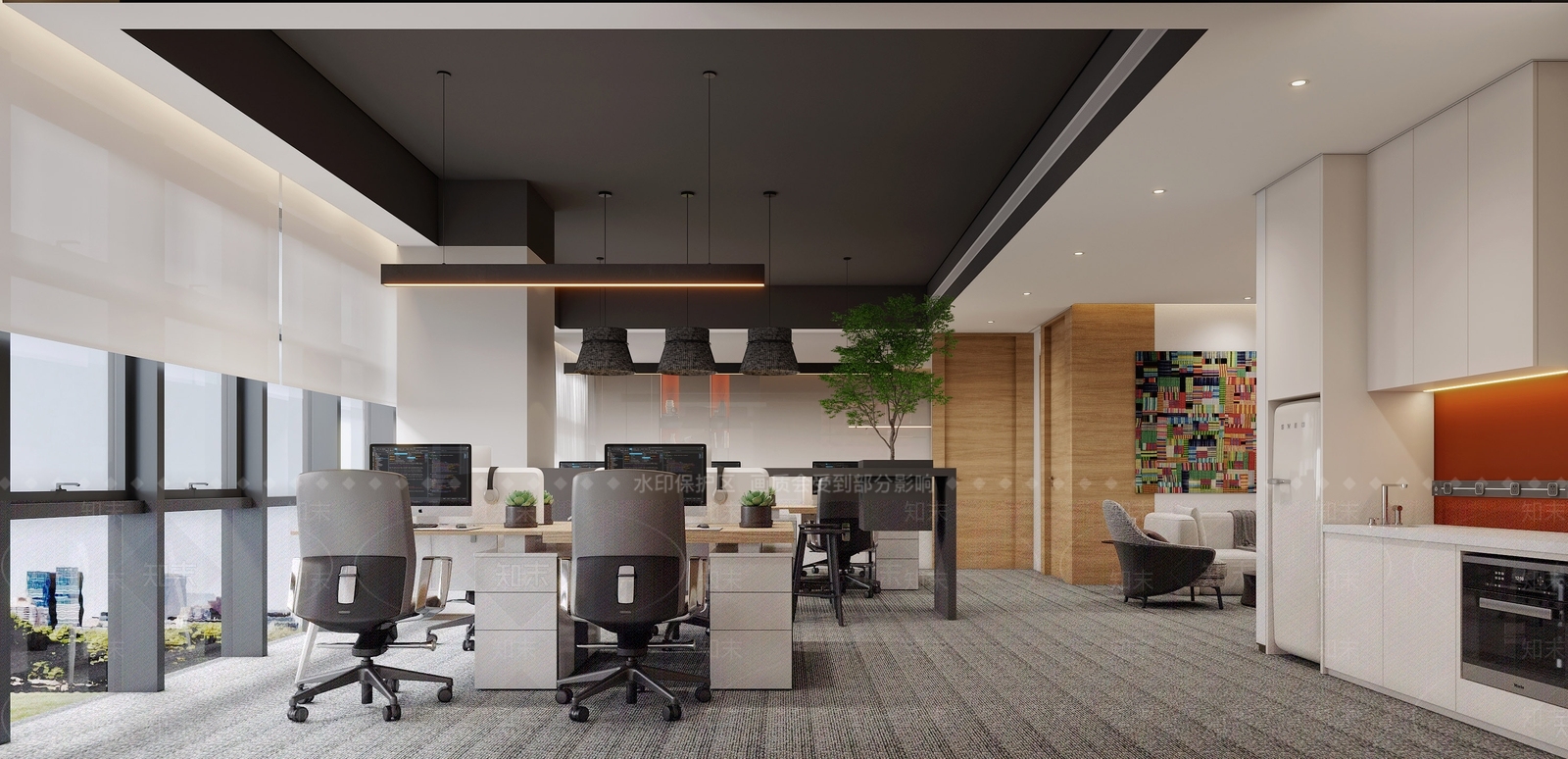 现代简约办公大厅3D模型下载【ID:1186999837】