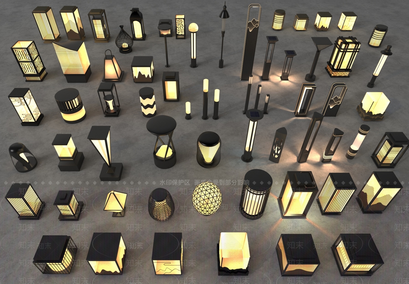 现代中式景观灯SU模型下载【ID:1186999245】