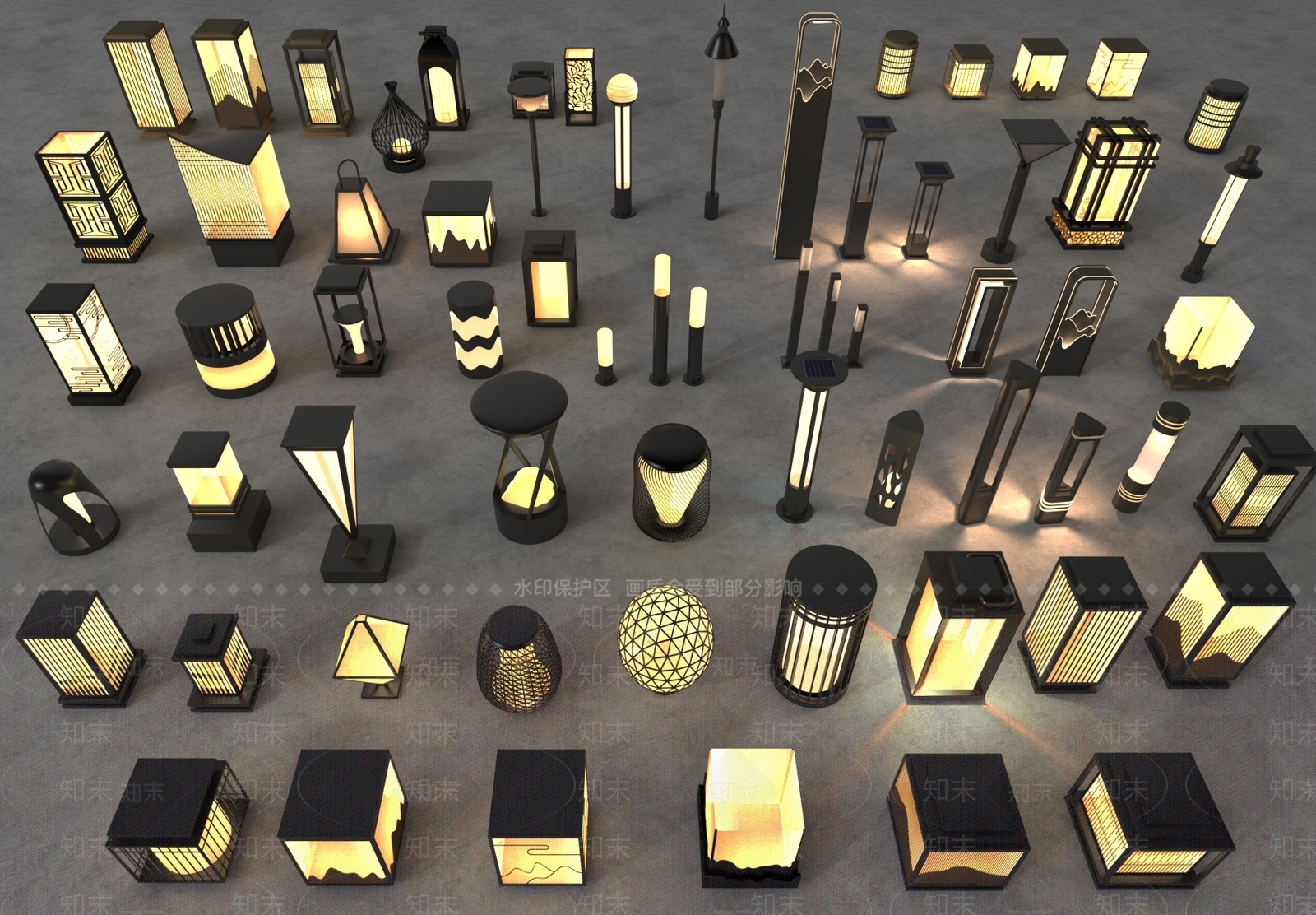 现代中式其他户外灯3D模型下载【ID:1186999440】