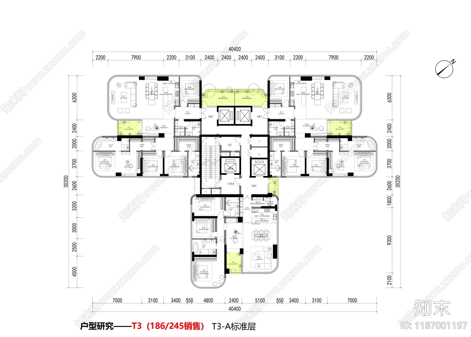 现代住宅楼建筑施工图下载【ID:1187001197】