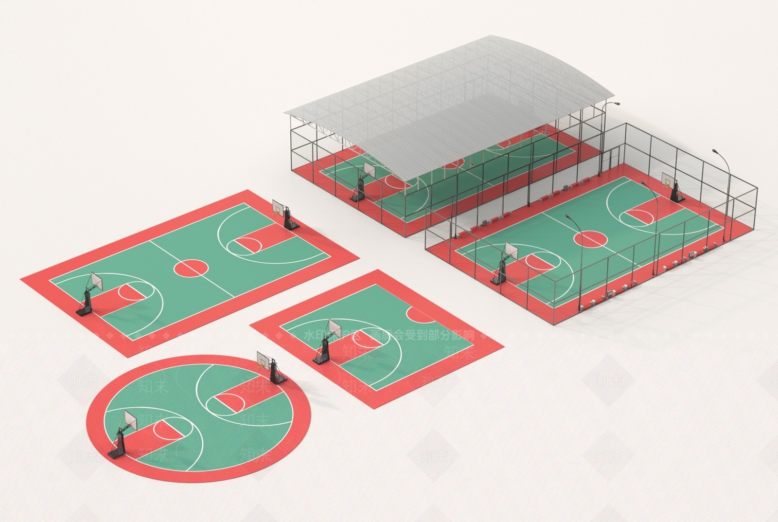 现代篮球场SU模型下载【ID:1187003033】