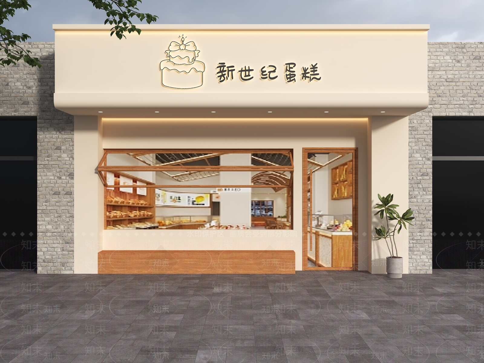 现代奶油门头SU模型下载【ID:1187007476】