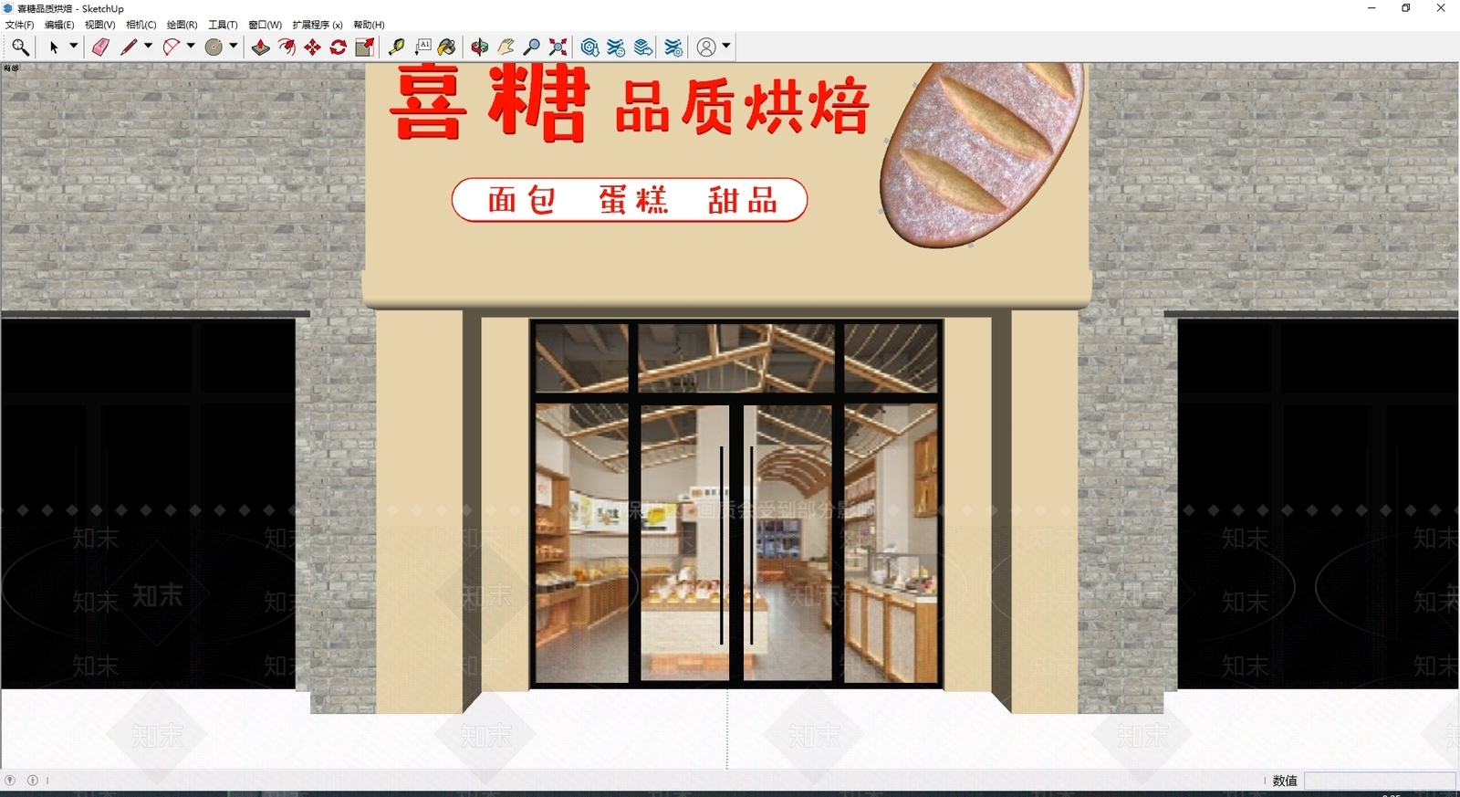 现代奶油门头SU模型下载【ID:1187008070】