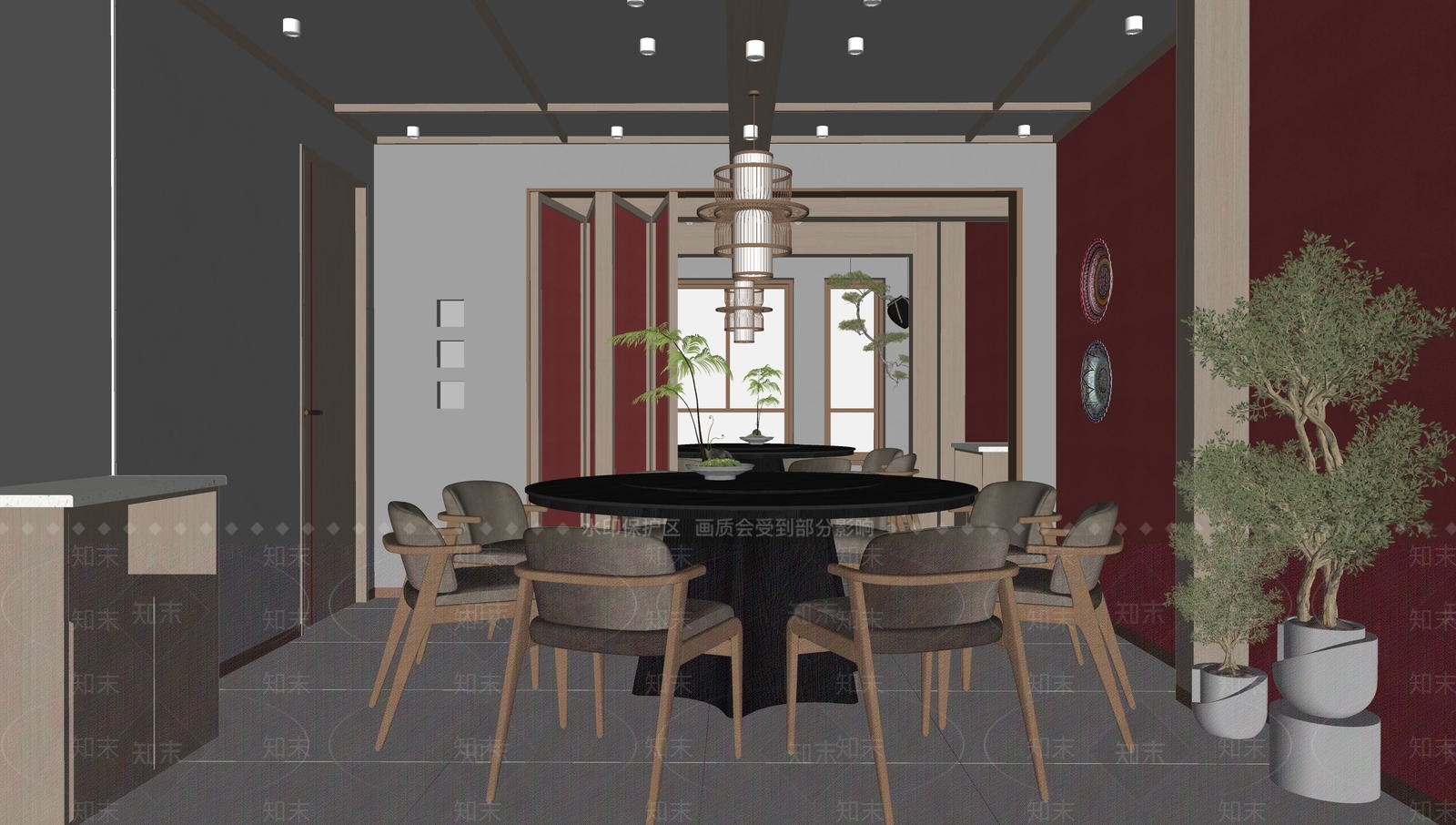 现代新中式包厢SU模型下载【ID:1187015261】