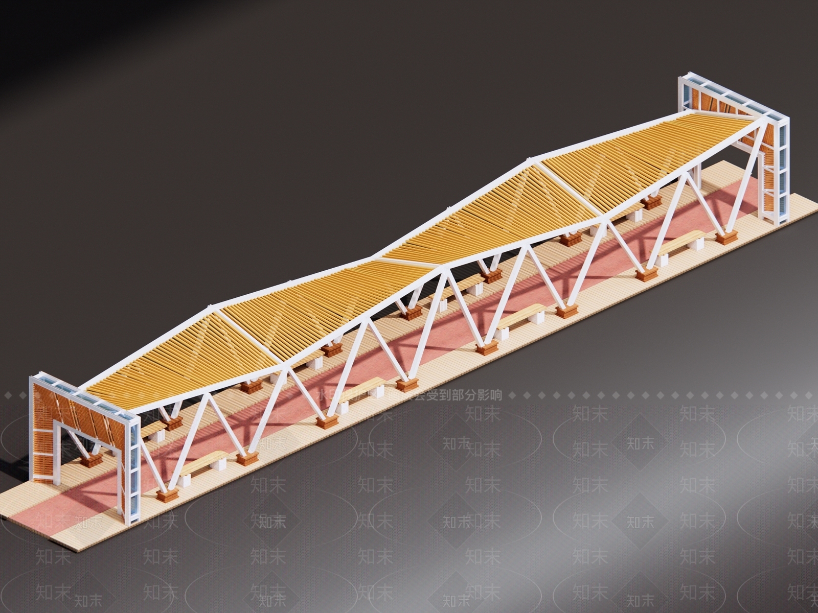 现代原木廊架3D模型下载【ID:1187018018】