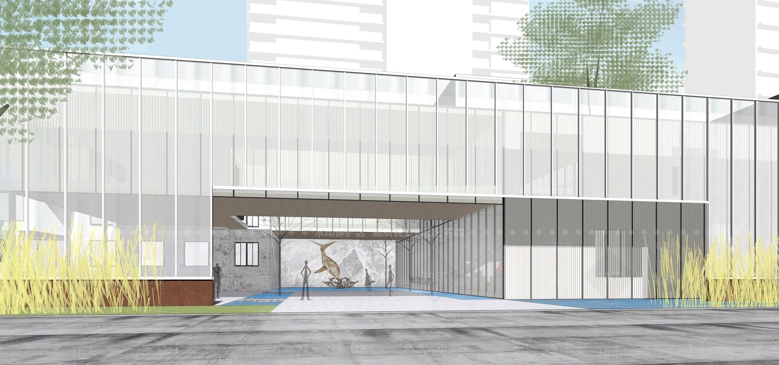 现代售楼处建筑SU模型下载【ID:1187018619】