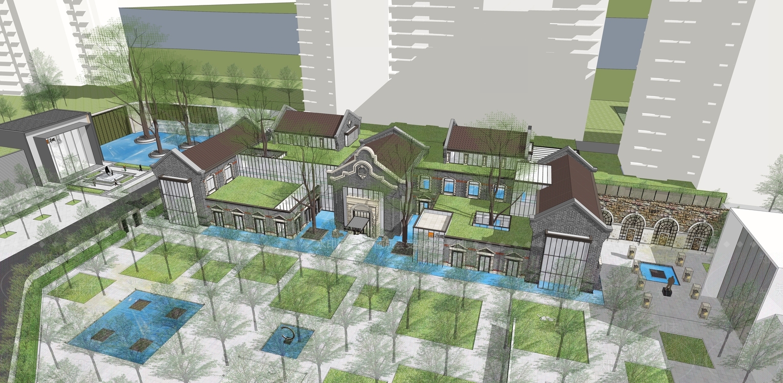 新中式小公建SU模型下载【ID:1187019251】
