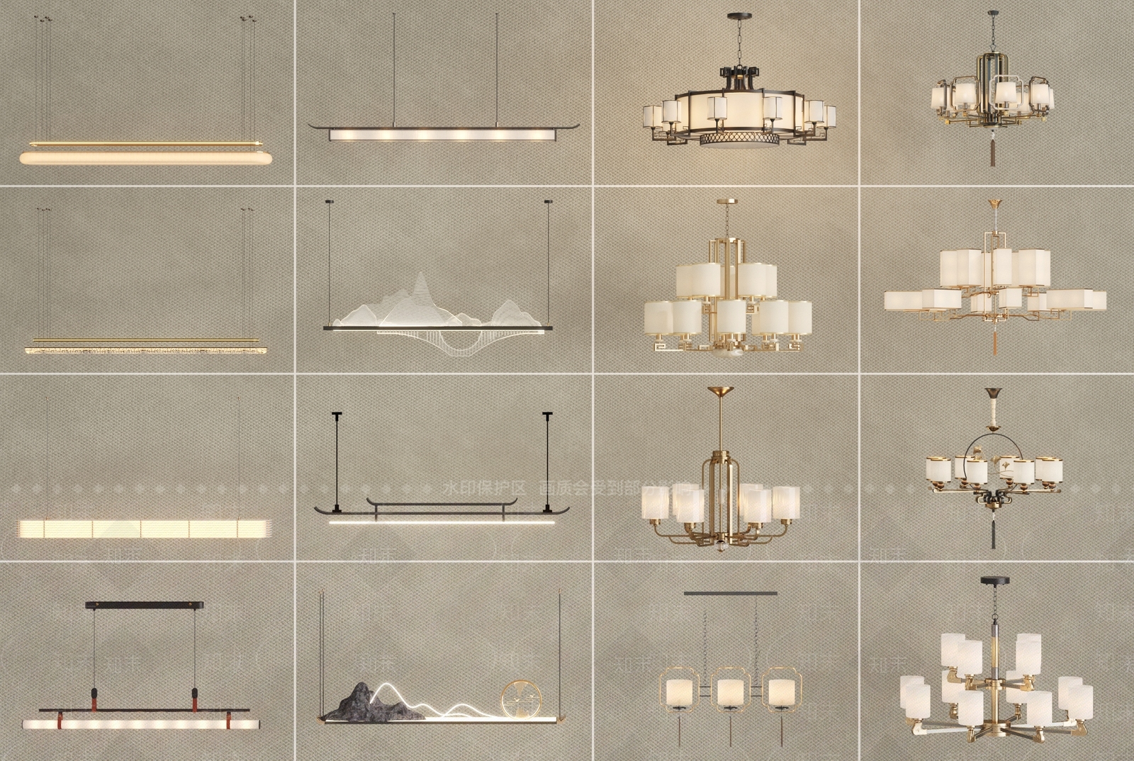 新中式中式客厅吊灯3D模型下载【ID:1187034390】