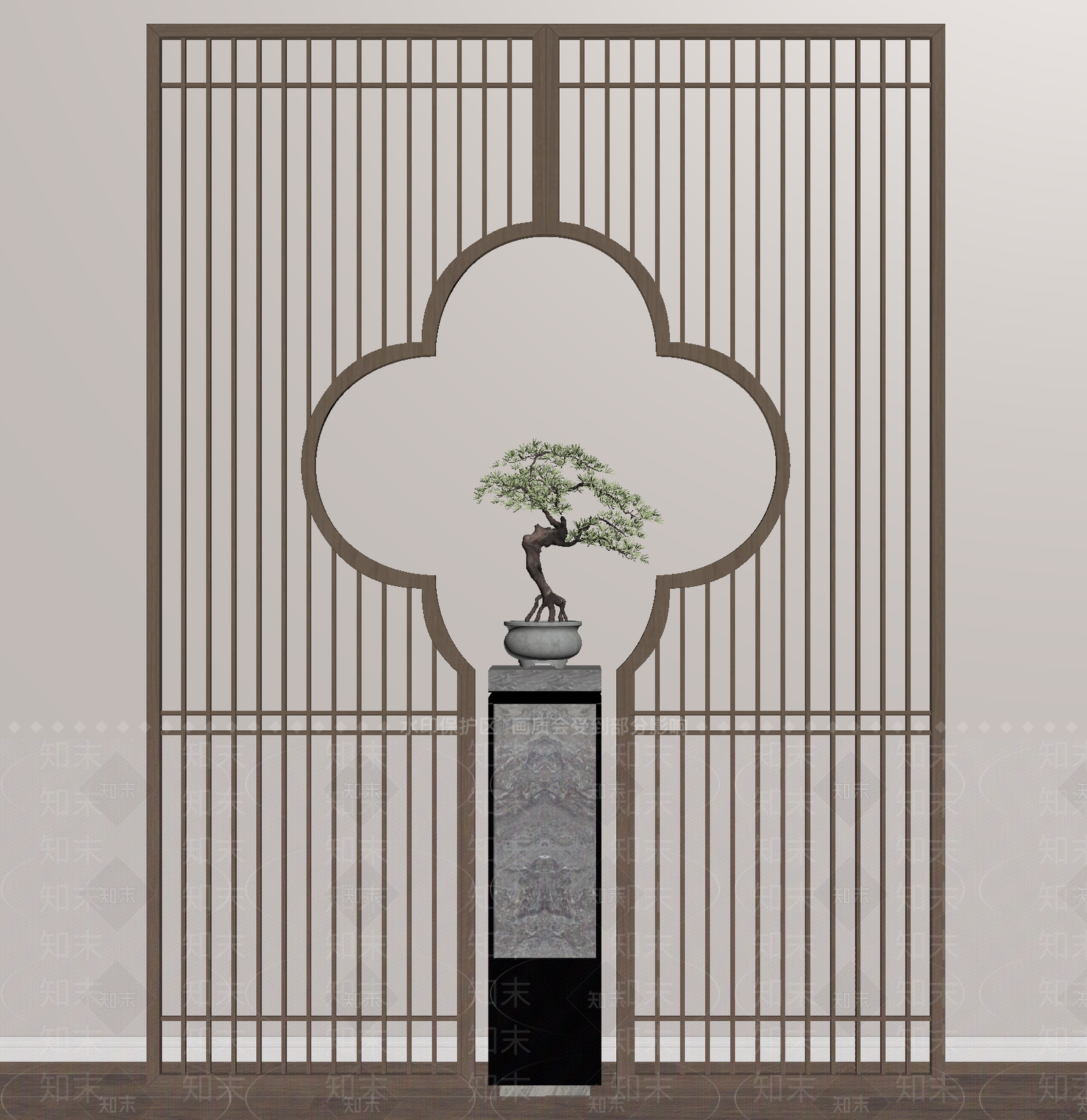 中式隔断SU模型下载【ID:1187038015】