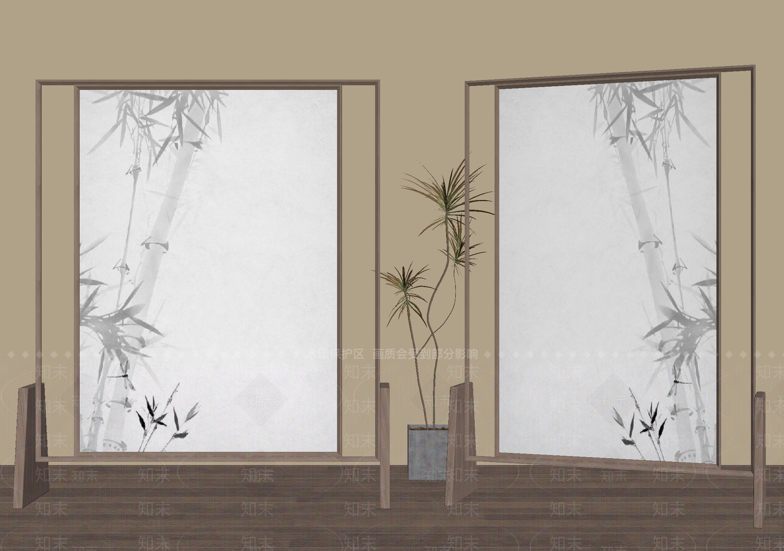 新中式屏风SU模型下载【ID:1187039400】