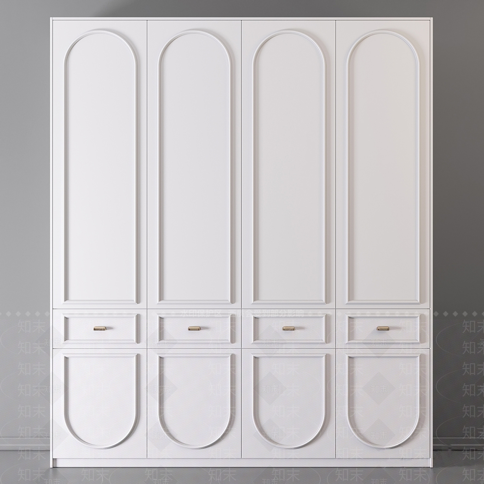 现代圆弧造型门板衣柜3D模型下载【ID:1187042615】
