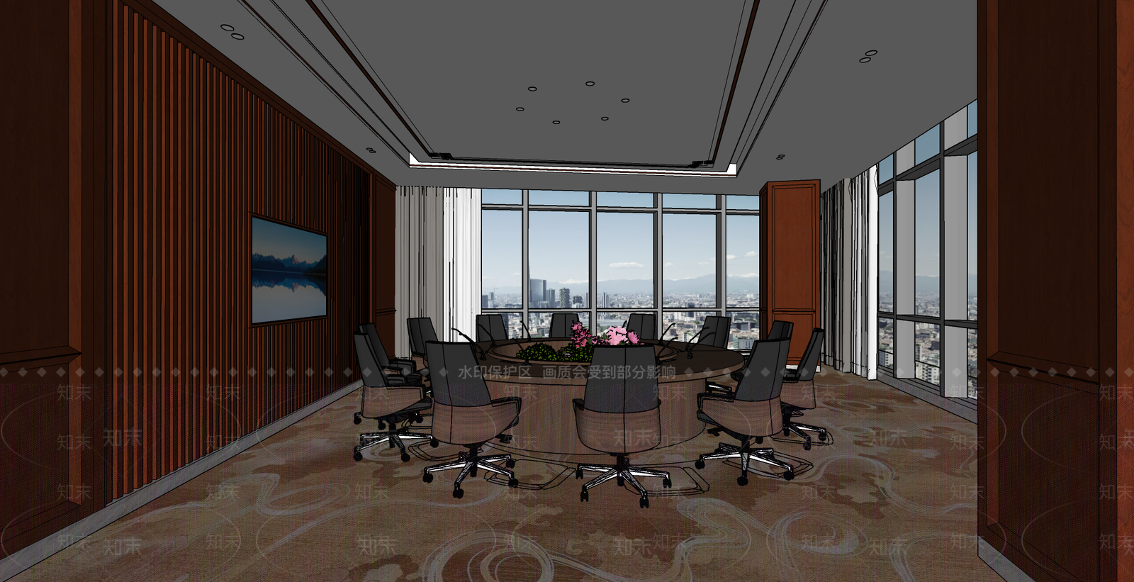 中式会议室SU模型下载【ID:1187050926】