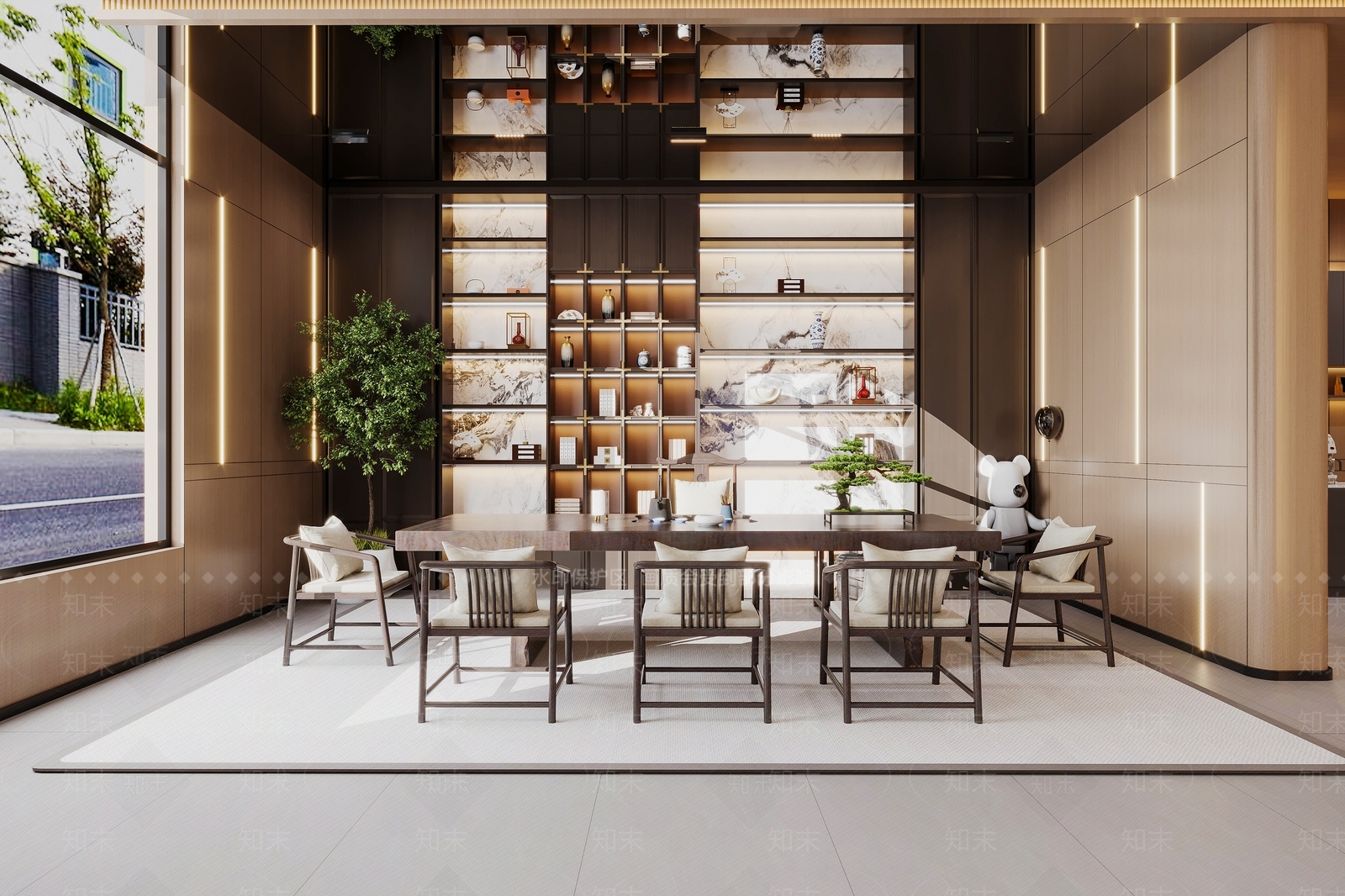 现代新中式茶室3D模型下载【ID:1187057243】