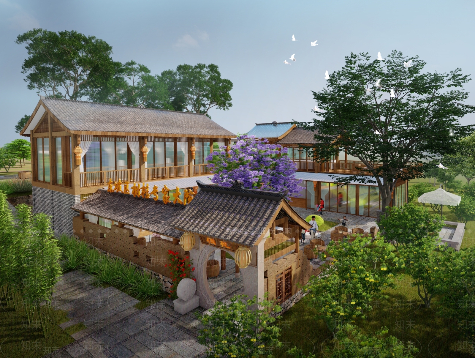 新中式乡村庭院SU模型下载【ID:1187065441】