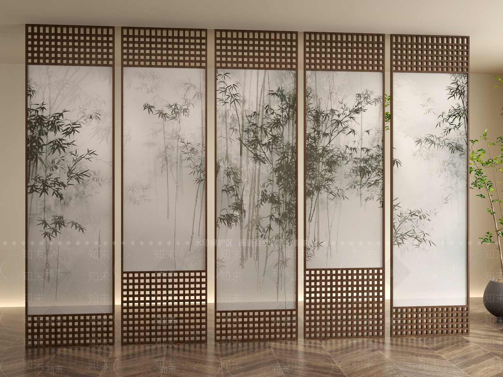 侘寂隔断SU模型下载【ID:1187066186】