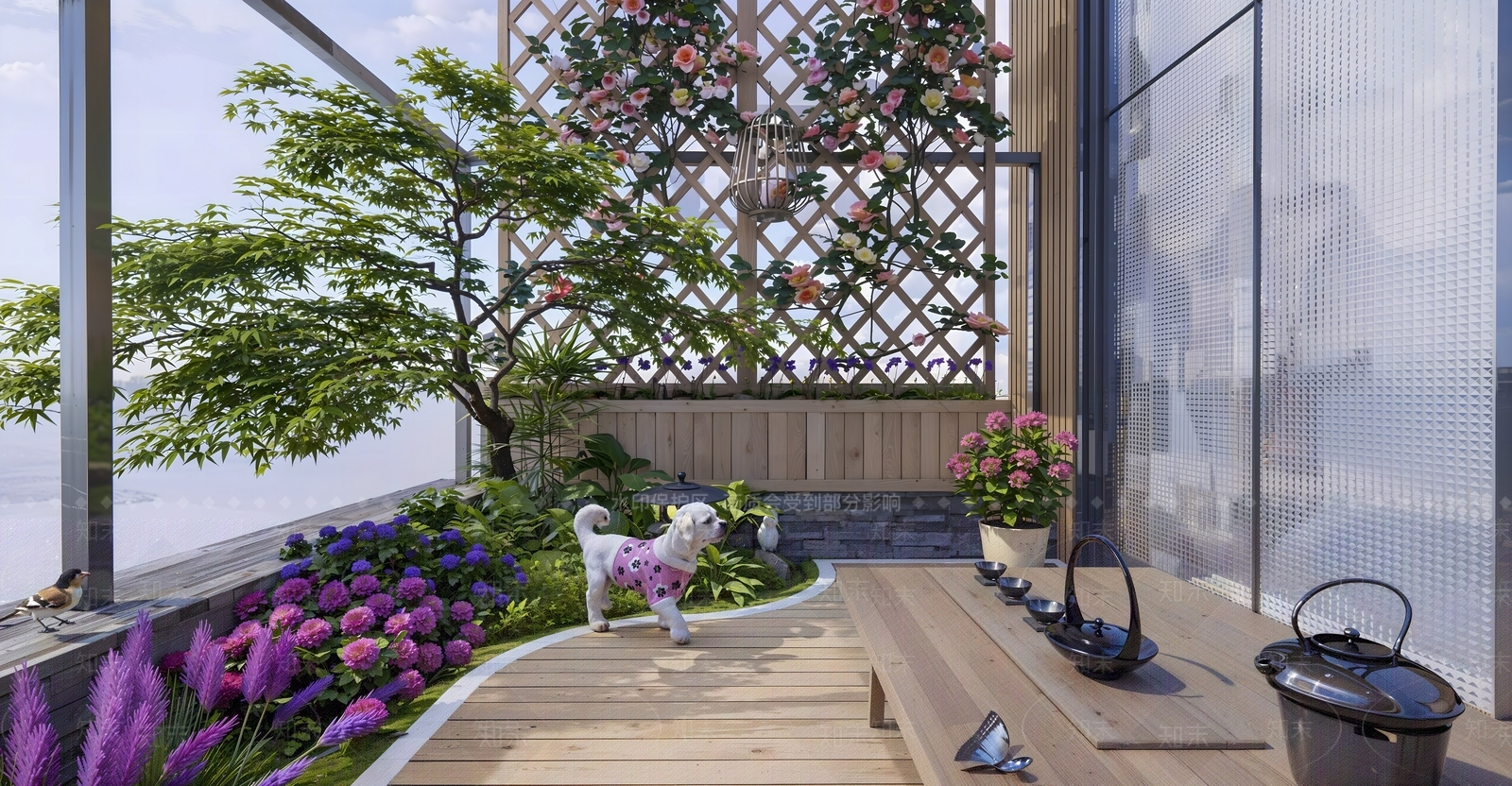 新中式屋顶花园SU模型下载【ID:1187066892】