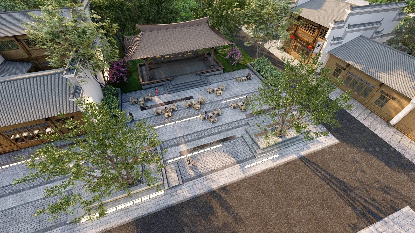 现代新中式广场景观SU模型下载【ID:1187066772】