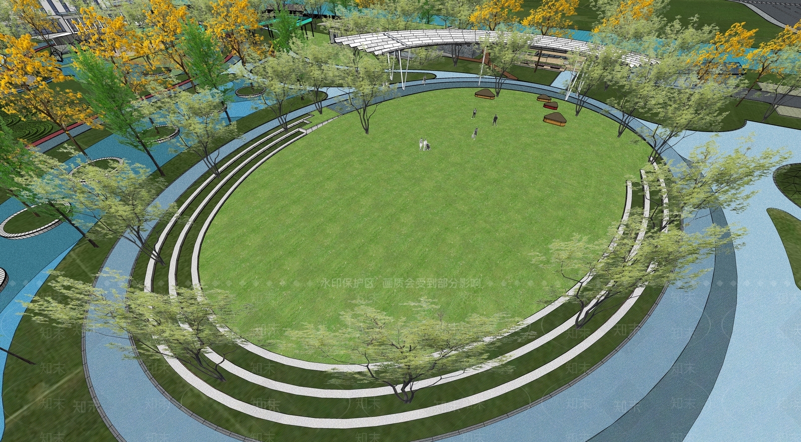 现代景观公园SU模型下载【ID:1187067720】