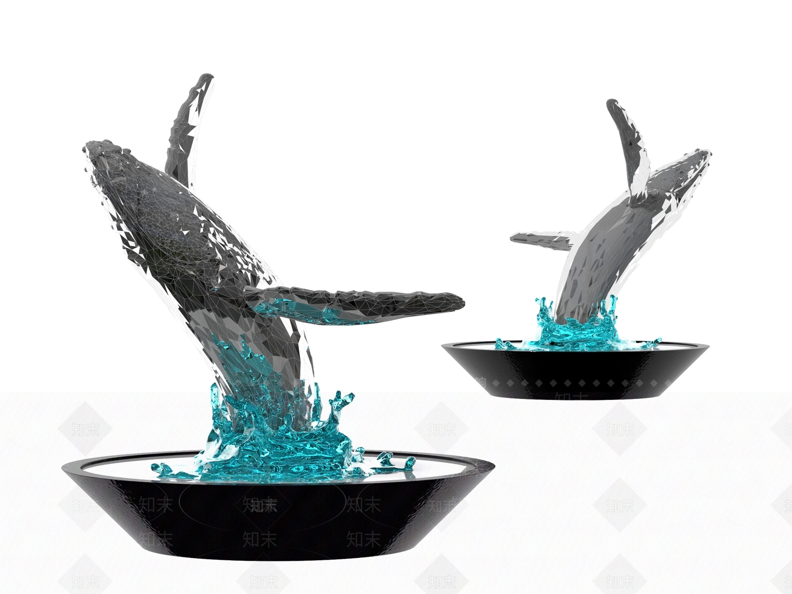 现代鲸鱼艺术雕塑3D模型下载【ID:1187068976】