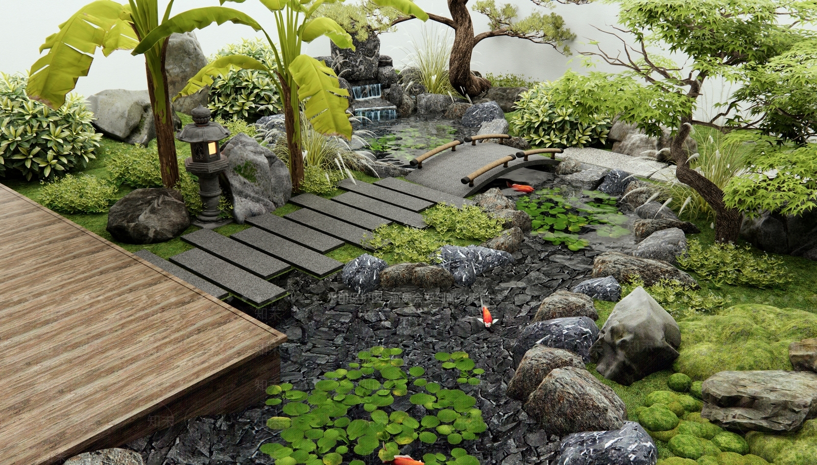 日式新中式庭院3D模型下载【ID:1187069229】