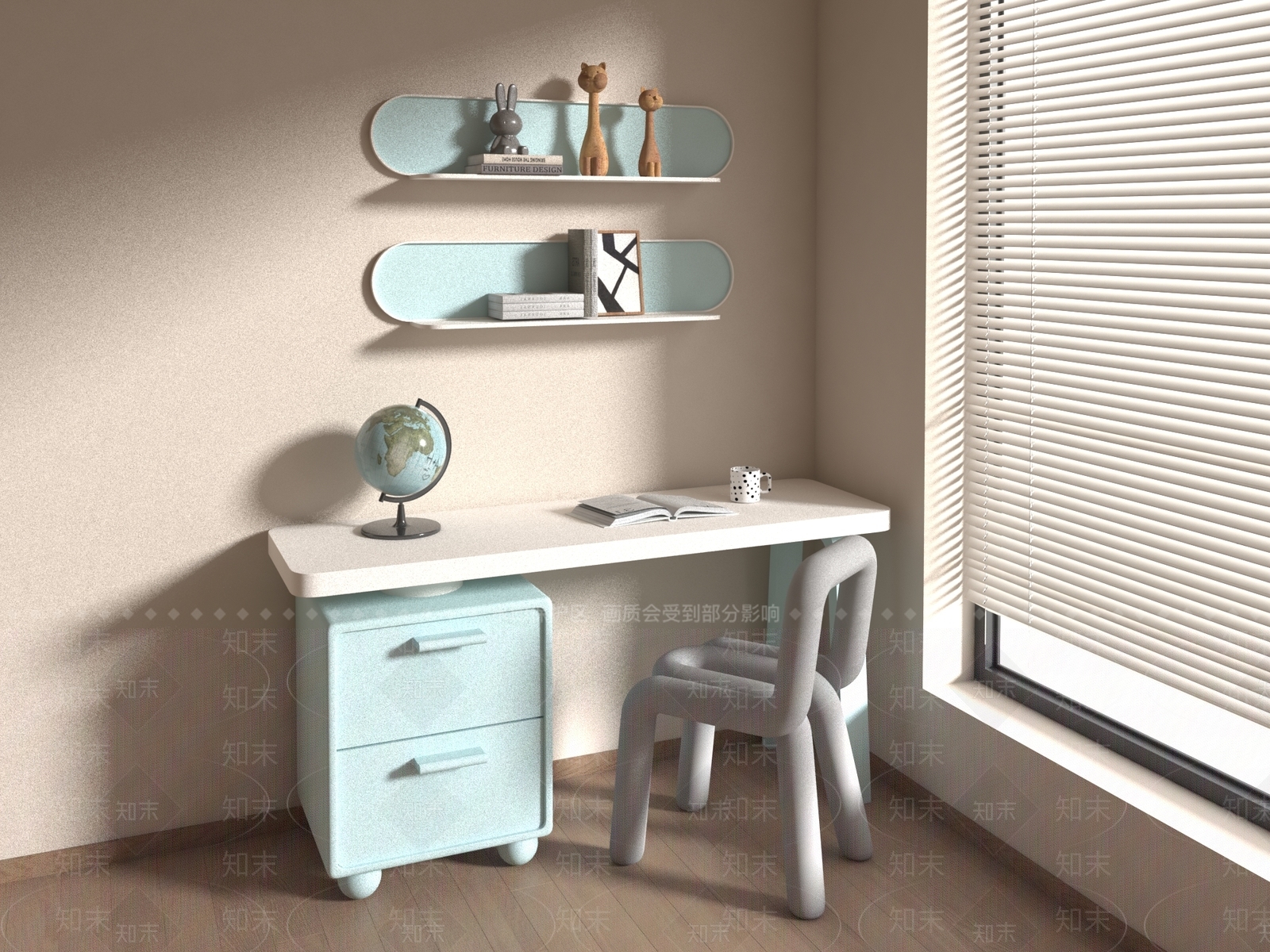 现代儿童桌椅3D模型下载【ID:1187071066】