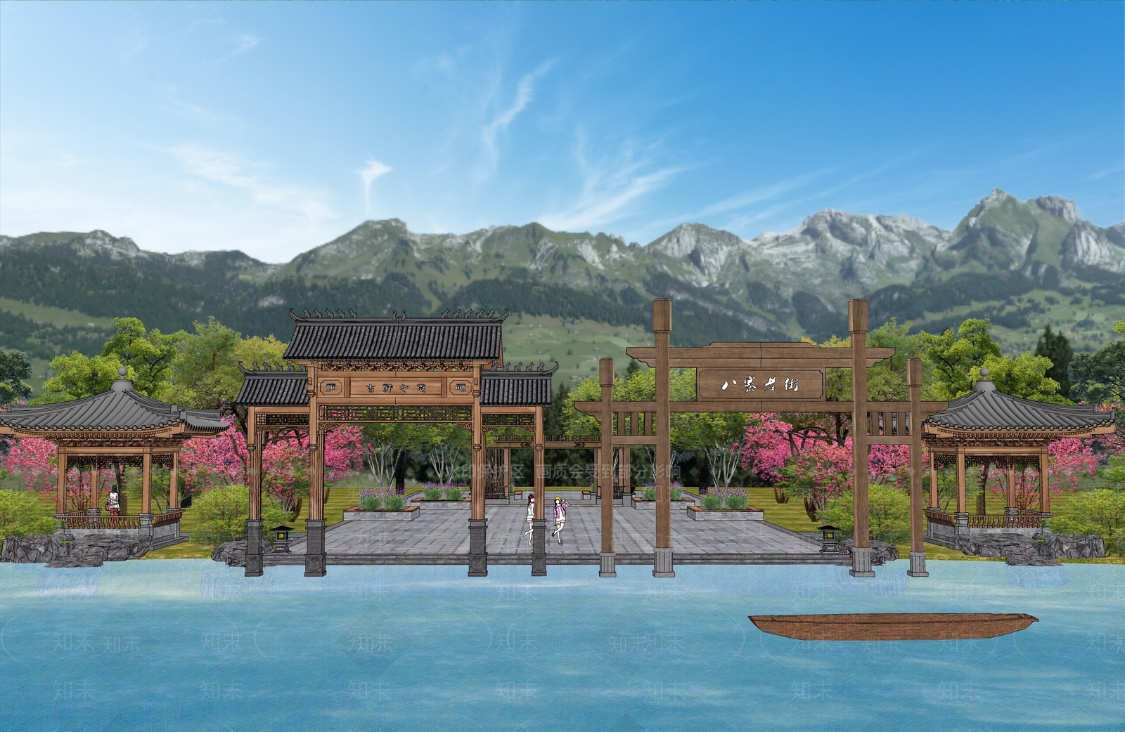 现代新中式牌坊牌楼SU模型下载【ID:1187072040】