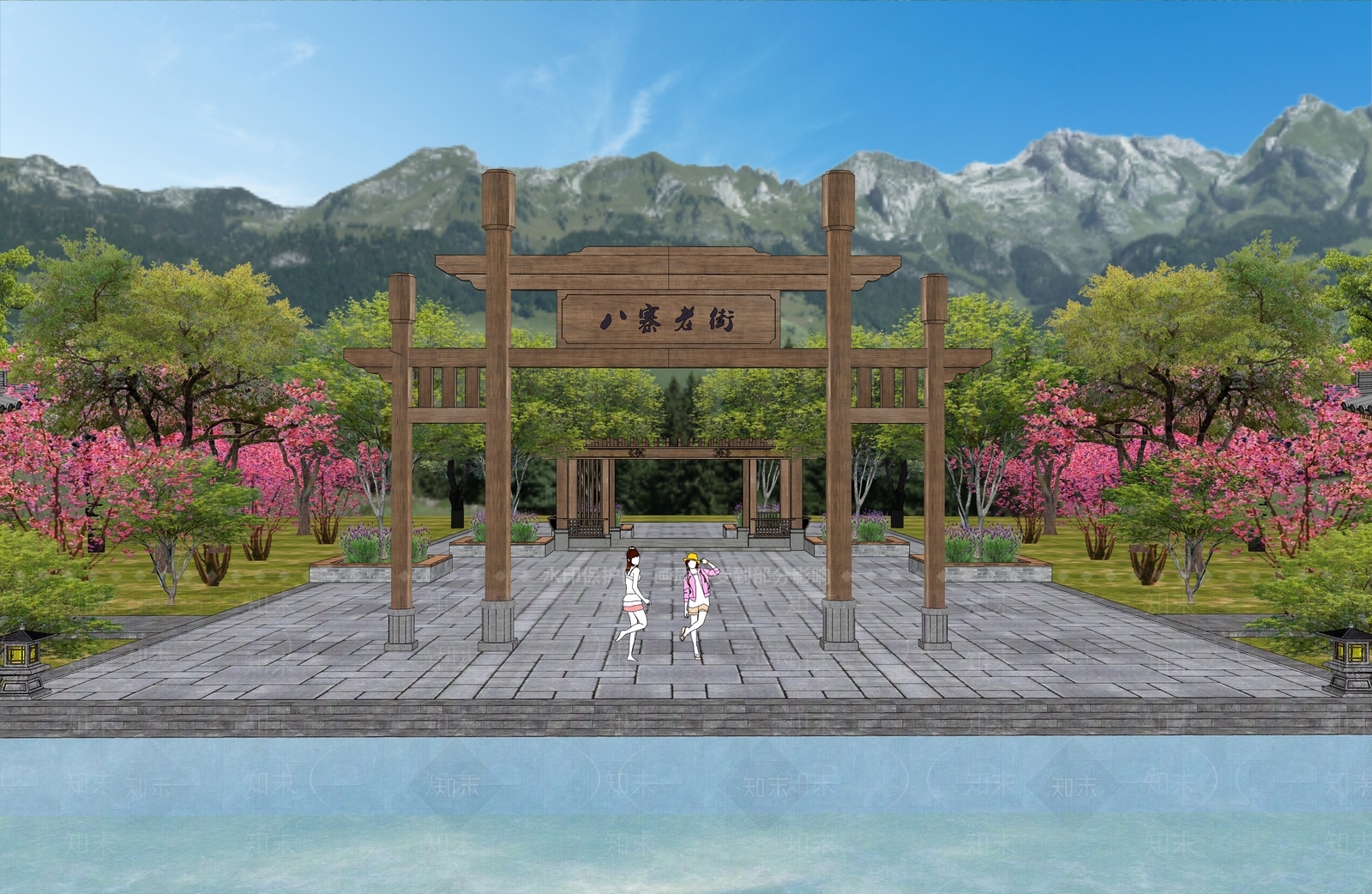 现代新中式牌坊牌楼SU模型下载【ID:1187072344】