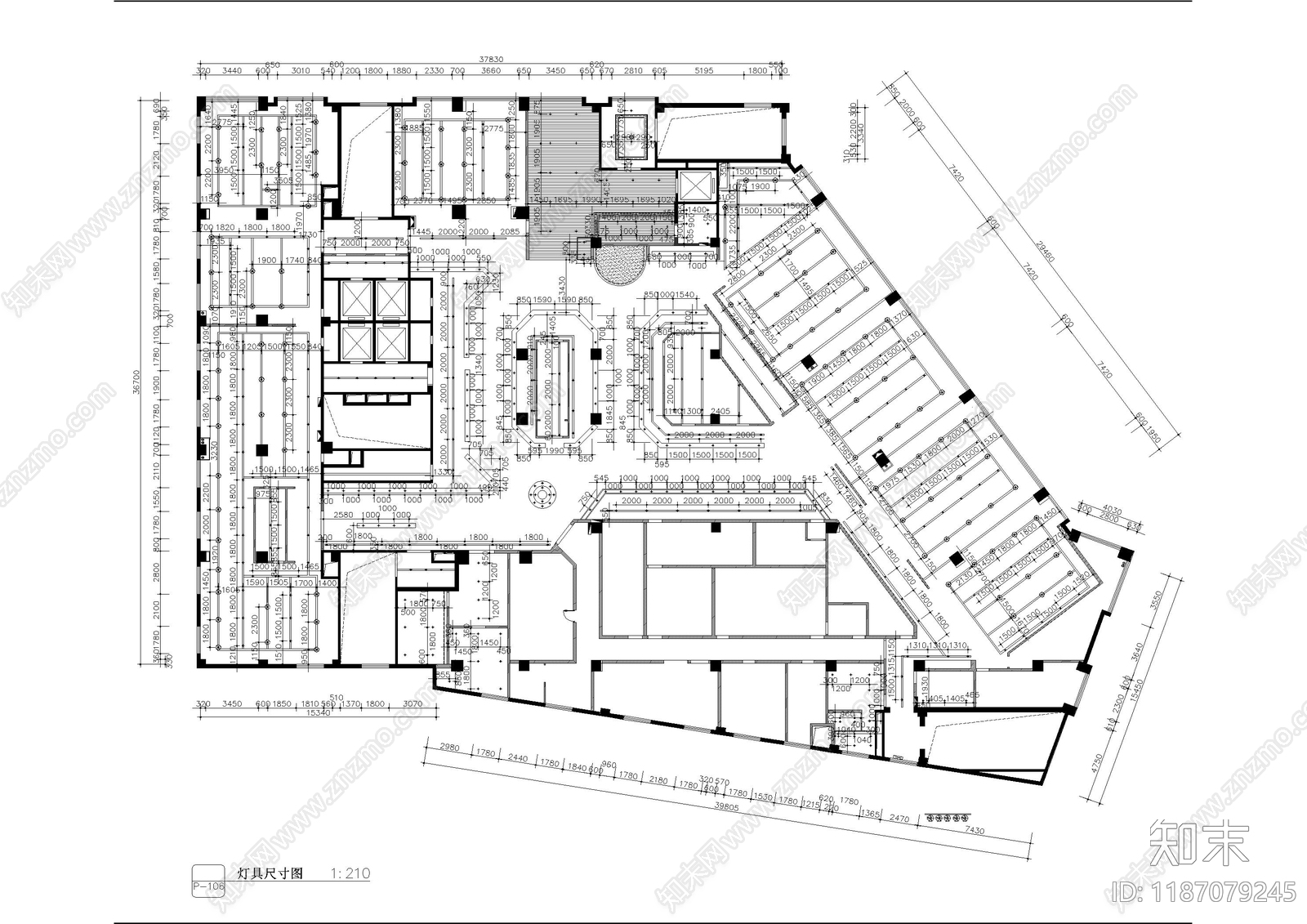现代自助餐厅cad施工图下载【ID:1187079245】