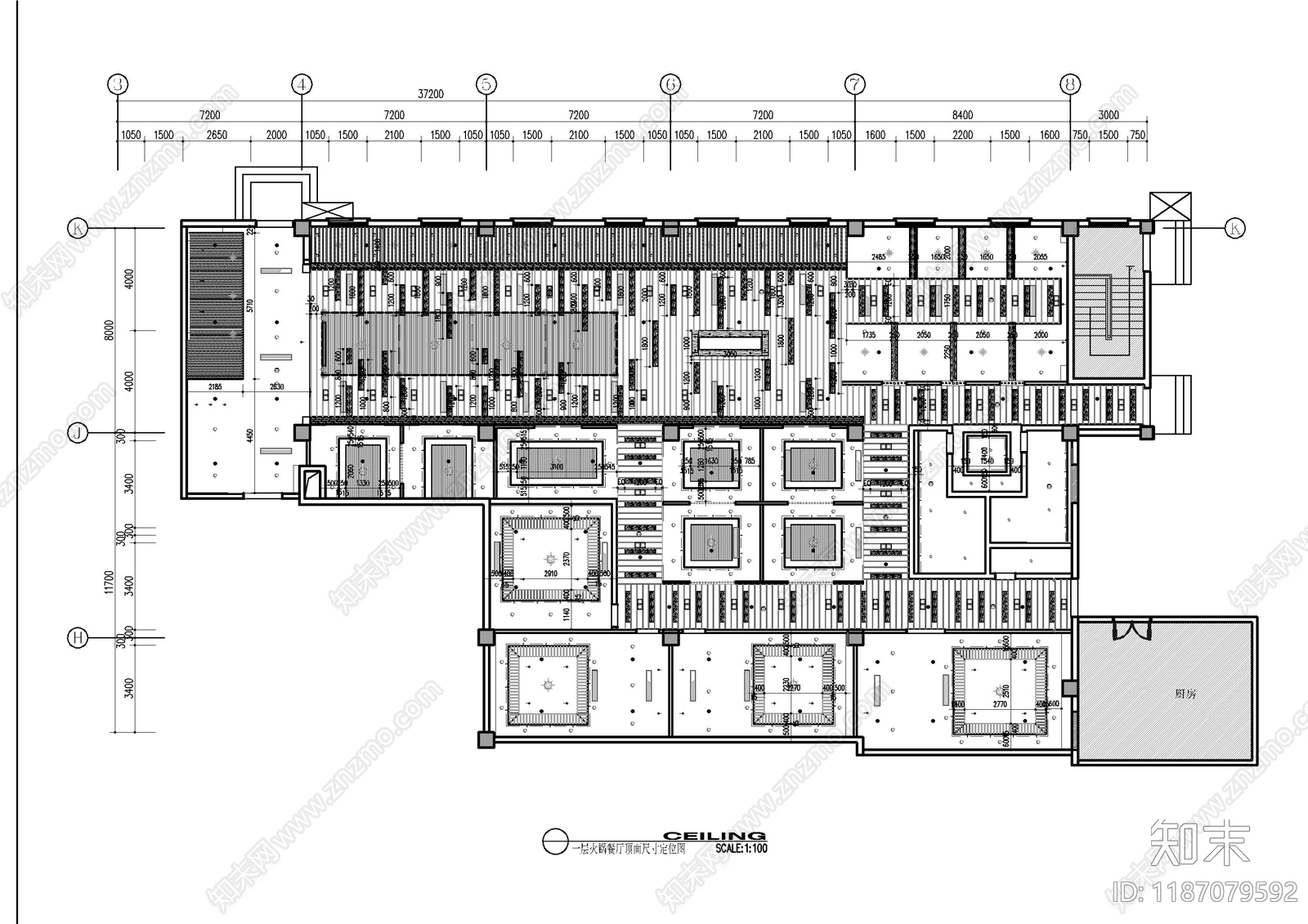 中式自助餐厅cad施工图下载【ID:1187079592】