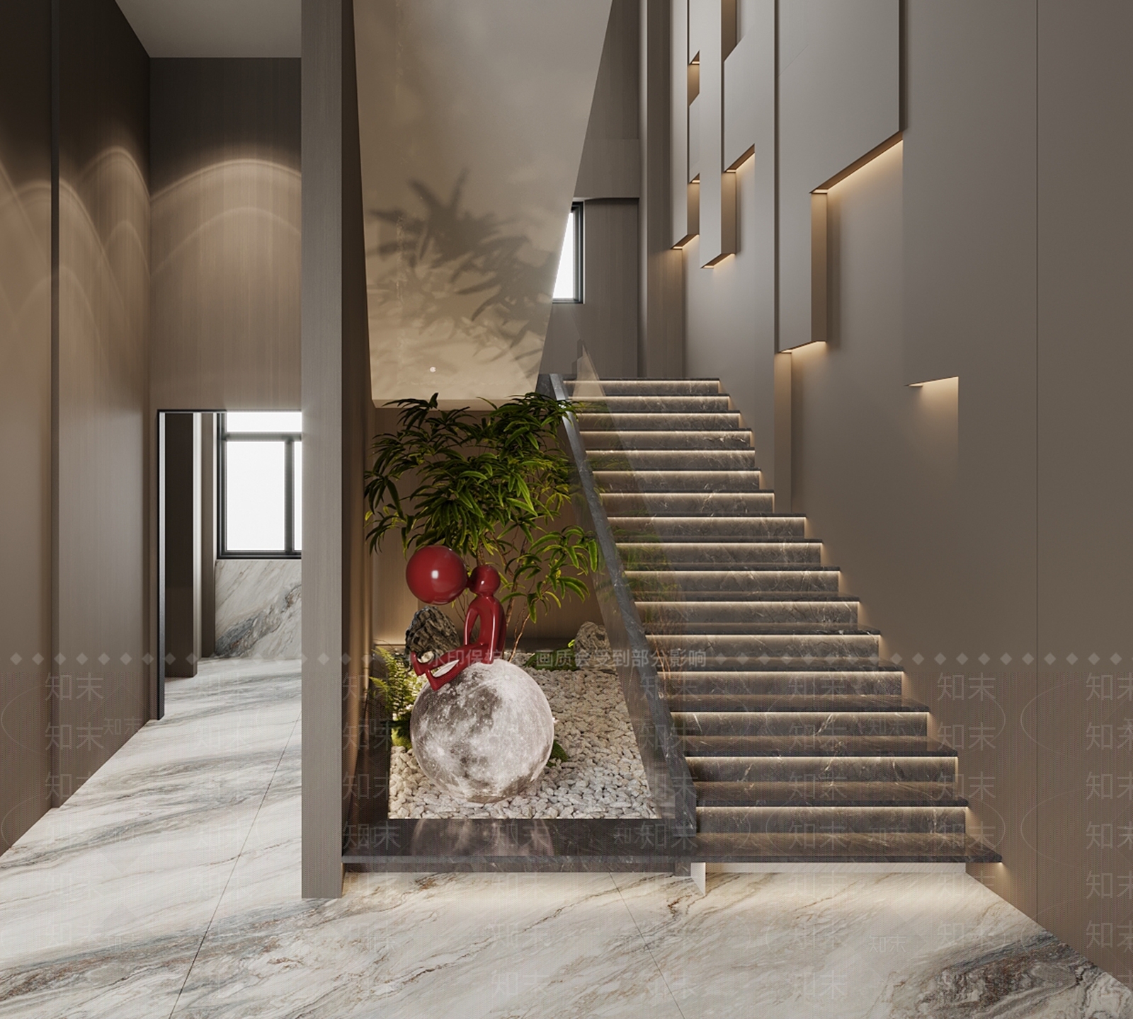 现代楼梯间SU模型下载【ID:1187080056】