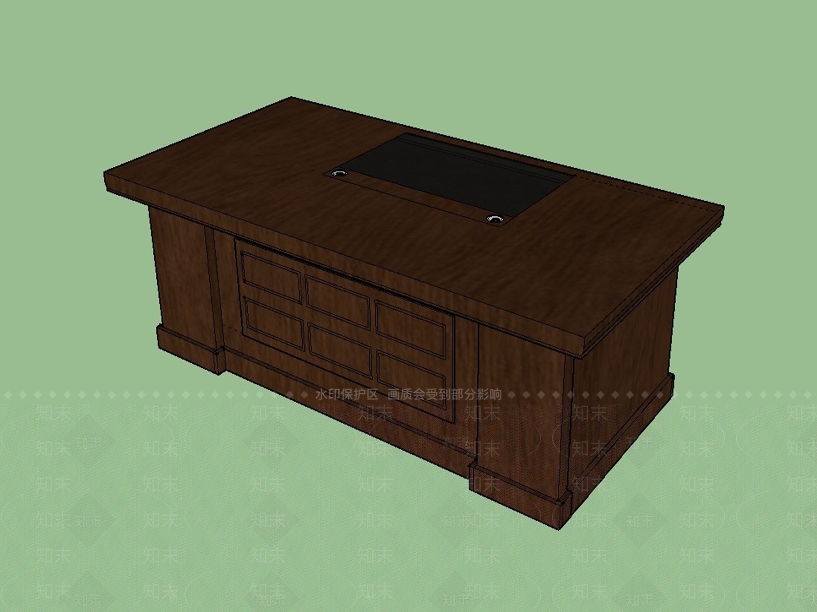 现代中式办公桌SU模型下载【ID:1187085779】