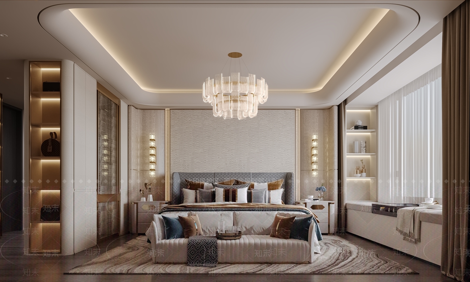 轻奢主卧3D模型下载【ID:1187094391】