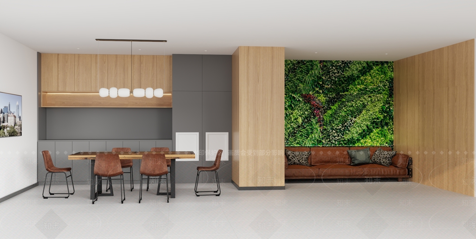 现代原木茶水间3D模型下载【ID:1187095934】