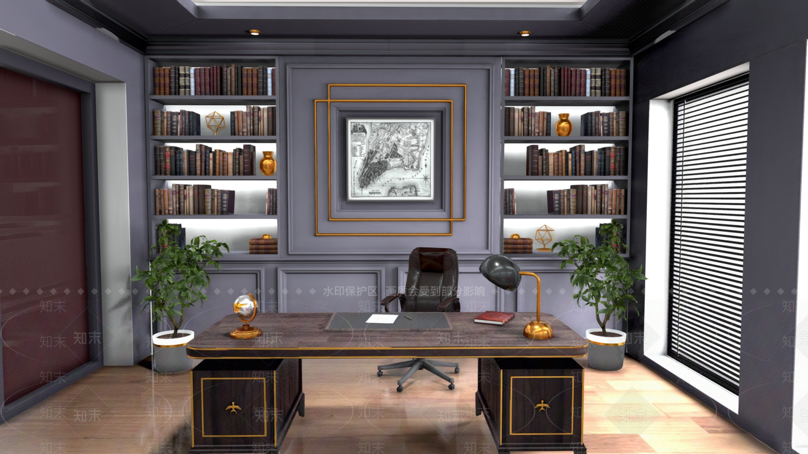 现代书房3D模型下载【ID:1187096950】