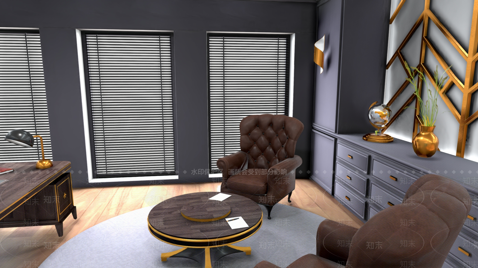 现代书房3D模型下载【ID:1187096950】