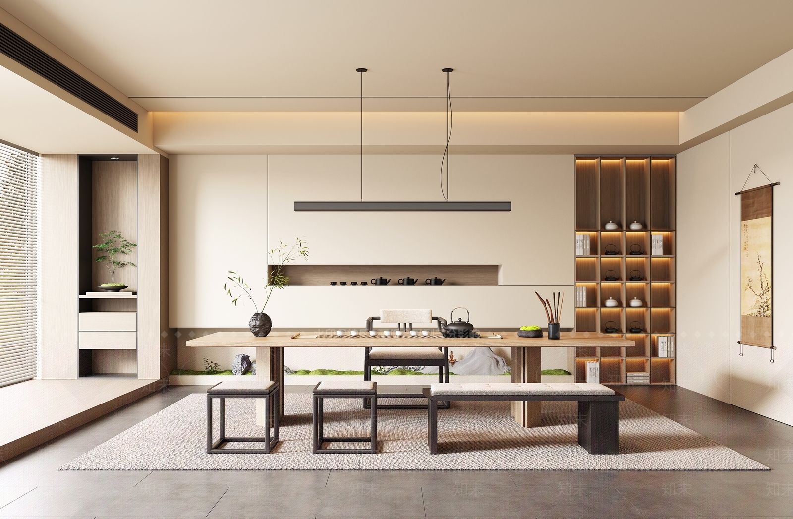 新中式中式茶室SU模型下载【ID:1187099214】