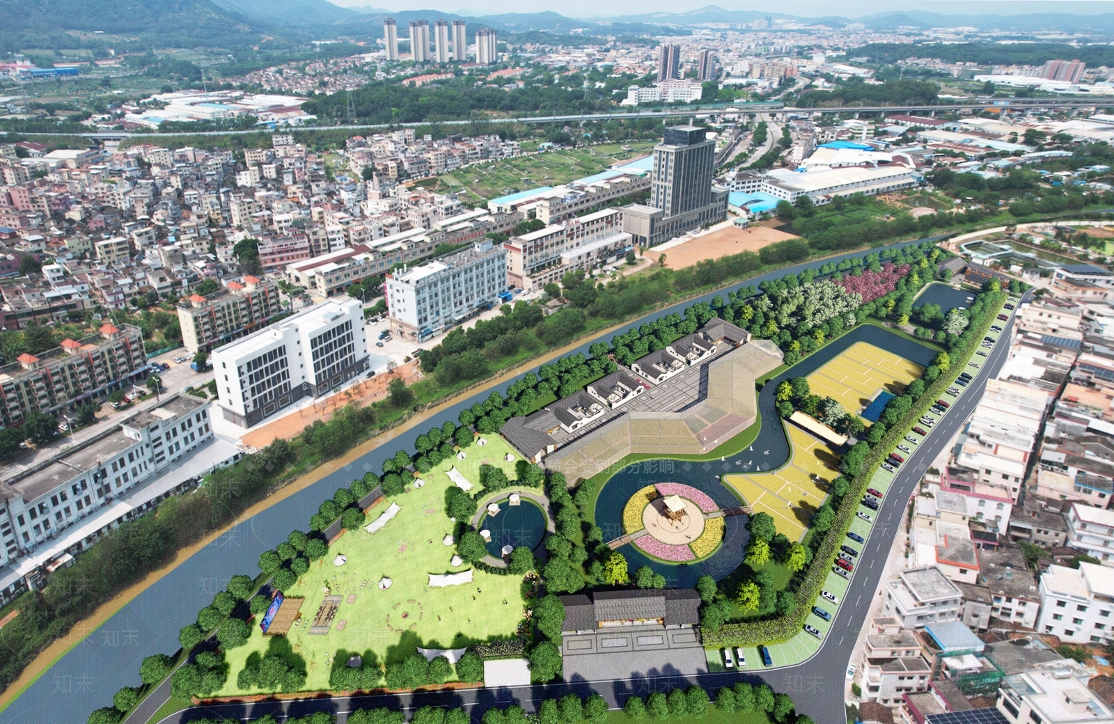 新中式乡村公园SU模型下载【ID:1187098927】