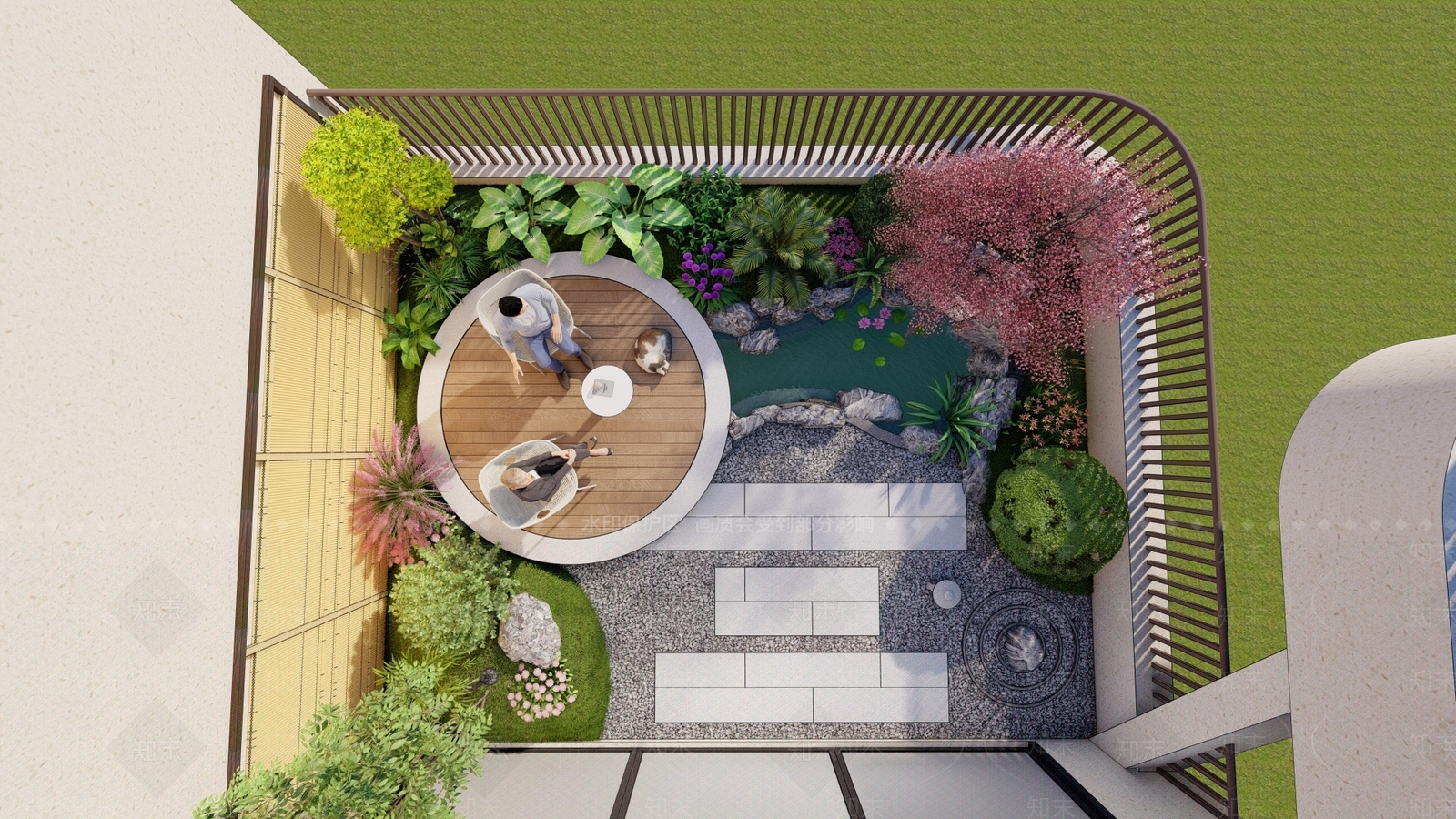 现代禅意屋顶花园SU模型下载【ID:1187099710】
