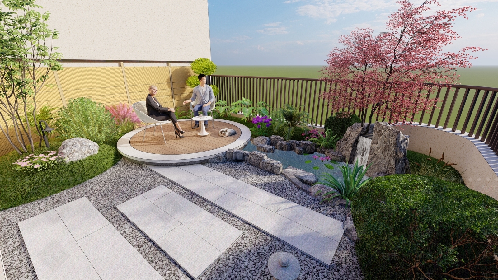 现代禅意屋顶花园SU模型下载【ID:1187099710】