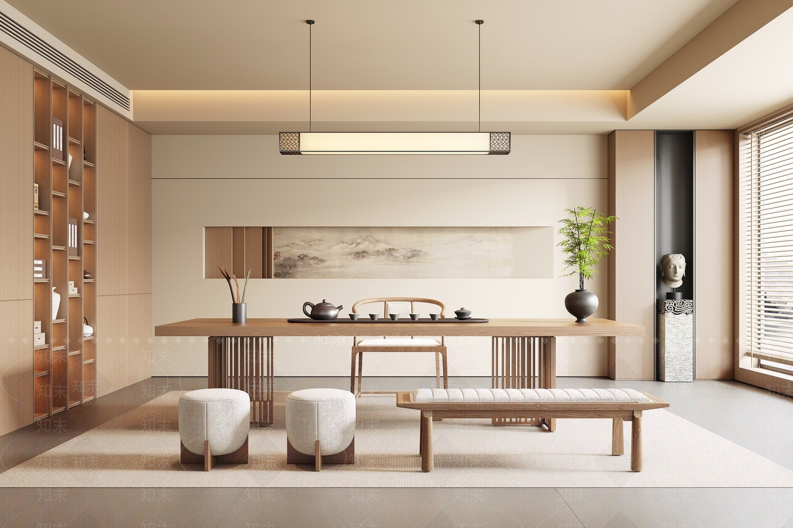 新中式中式茶室SU模型下载【ID:1187100040】