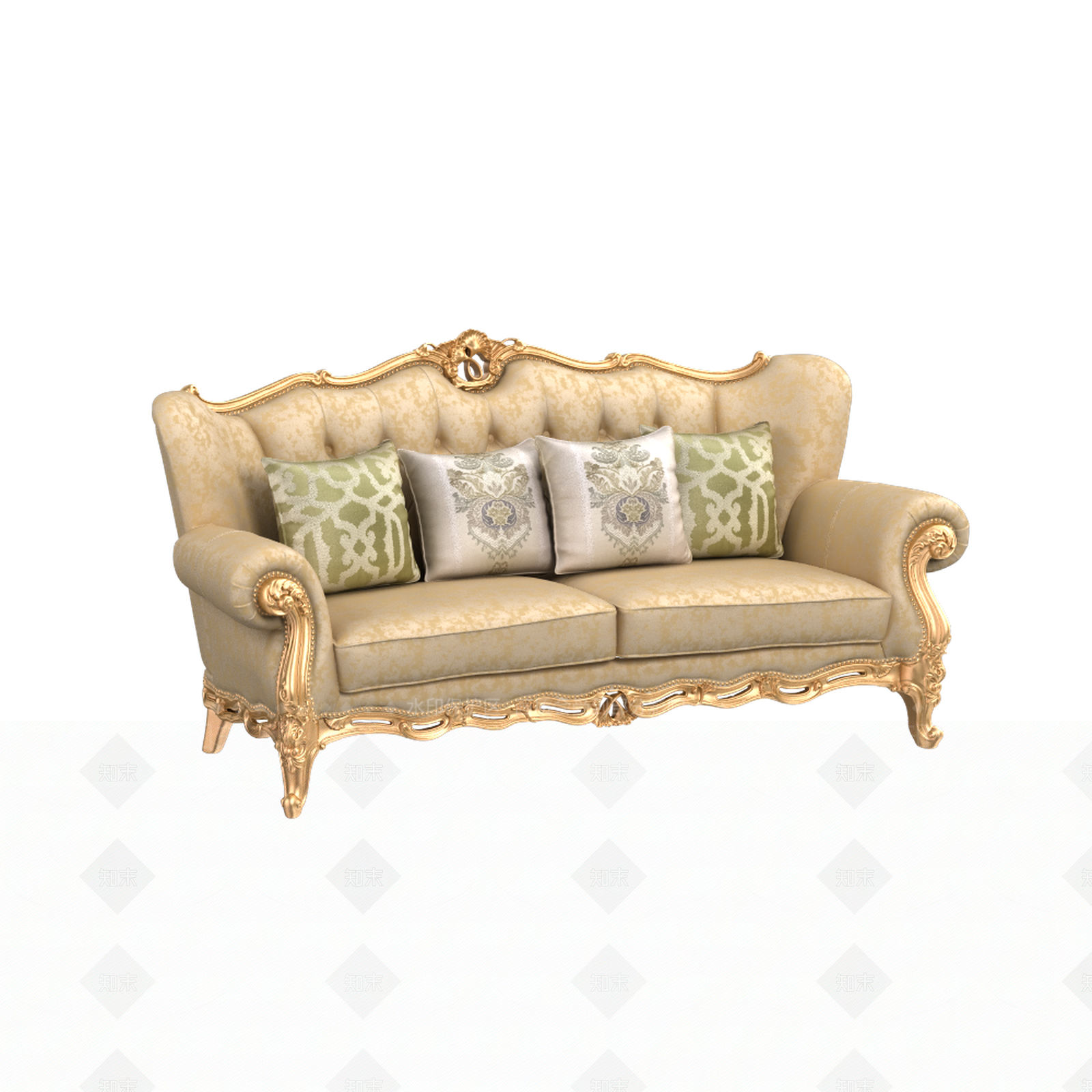 欧式轻奢三人沙发3D模型下载【ID:1187100363】