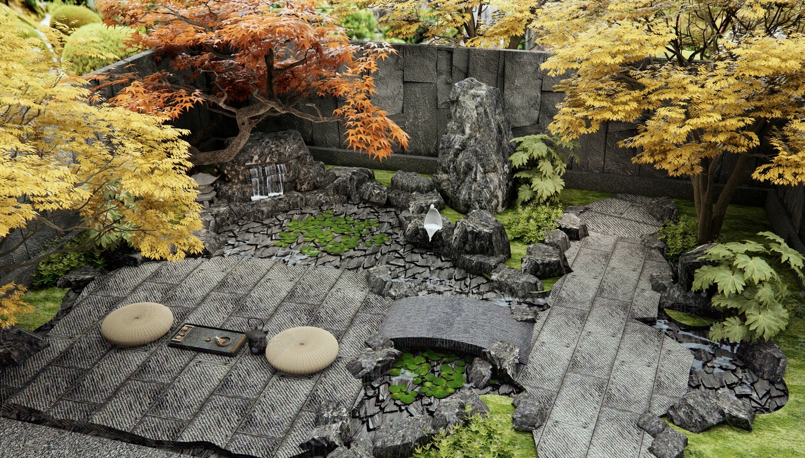 日式新中式庭院3D模型下载【ID:1187100696】