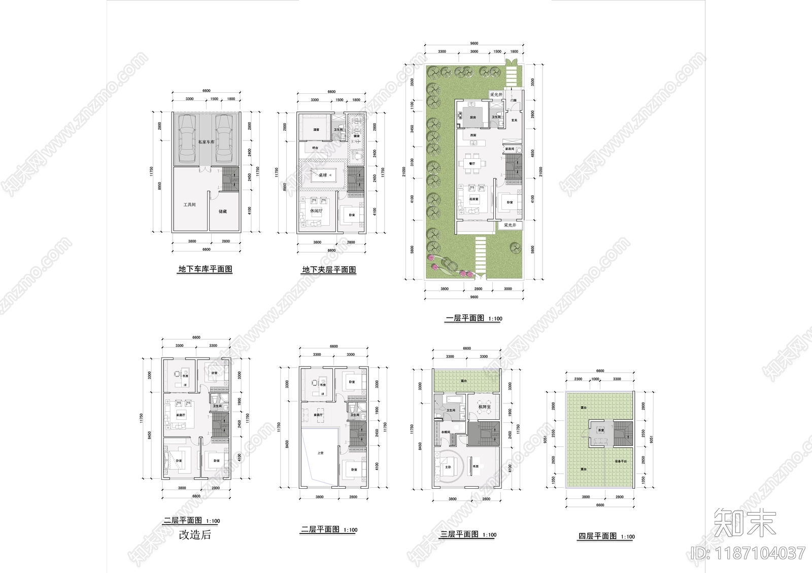 现代别墅建筑施工图下载【ID:1187104037】