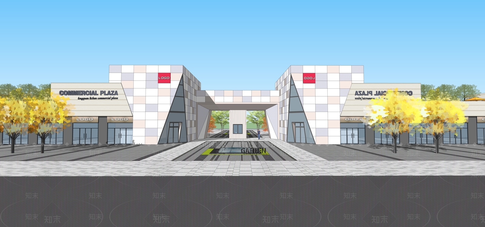 现代商业街SU模型下载【ID:1187106077】