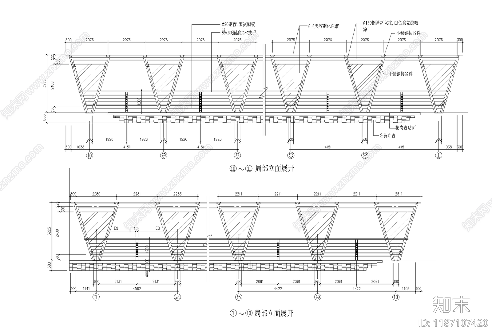 现代廊架施工图下载【ID:1187107420】